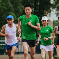 QINKUNG轻功专业跑步短袖T恤呼吸方格马拉松春夏运动训练速干T男女款 【女款】丛林绿 M 女款丛林绿