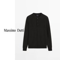 Massimo Dutti春夏季2025男装智性通勤风系扣领口棉质毛衣针织衫00946388 深灰色 S