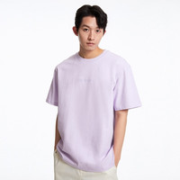 杰克·琼斯（JACK&JONES）夏男装男士上衣纯棉立体字母休闲男百搭潮流刺绣短袖宽松T恤男士 柔紫色-C38 S 170