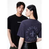 杰克·琼斯（JACK&JONES）夏男装男士上衣纯棉立体字母休闲男百搭潮流刺绣短袖宽松T恤男士 黑色E40 XXS 160