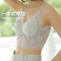 猫人蕾丝吊带背心女绝美内搭无痕交叉美背带胸垫打底上衣免穿文胸 水蓝色 均码(80-130斤)