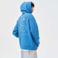 杰克·琼斯（JACK&JONES）冬季百搭潮抽绳连帽胸前字母刺绣长袖宽松加绒卫衣男装223133050 深海蓝 XL
