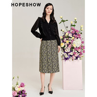 红袖奥莱春季新款女装字母蝴蝶印花开叉半身裙 蝴蝶花618