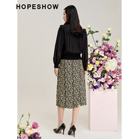 红袖奥莱春季女装字母蝴蝶印花开叉半身裙 黑底蝴蝶花618 XL