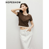HOPESHOW/红袖 假两件两穿式 女士T恤