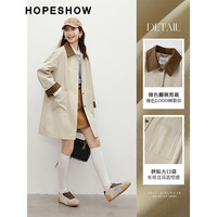 红袖日系卡其风衣春季2025女装插肩宽松显瘦撞色翻领气质长外套 卡其038 XL