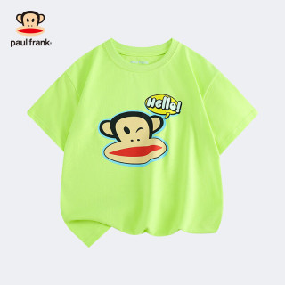 大嘴猴（paul frank）童装2025夏款纯棉男女童多色T恤百搭舒适中大童透气休闲打底衫 434F薄荷绿 130
