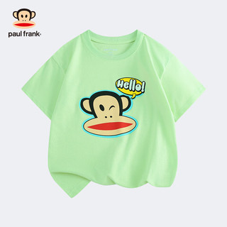 大嘴猴（paul frank）童装2025夏款纯棉男女童多色T恤百搭舒适中大童透气休闲打底衫 434F薄荷绿 130