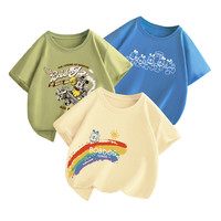 巴布豆童装短裤 2025夏季潮流短裤休闲时尚男孩炸街洋气3分裤 蓝灰BUX2HTT166