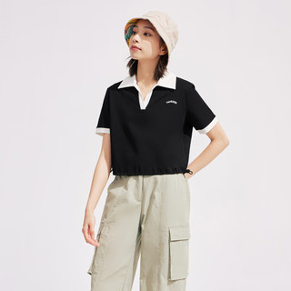 polo衫女夏季翻领上衣珠地布修身短袖POLO衫女TB4230226 黑色