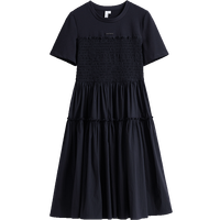 红袖奥莱夏季新款女装字母标X收腰圆领套头连衣裙 海军学院蓝442