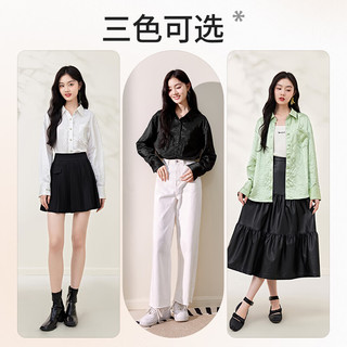 秋水伊人气质百搭褶皱长袖衬衫秋季女装高级感休闲上衣 本白 L
