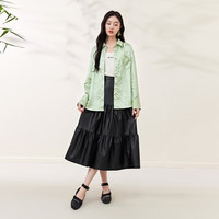 秋水伊人气质百搭褶皱长袖衬衫秋季女装高级感休闲上衣 绿色 M