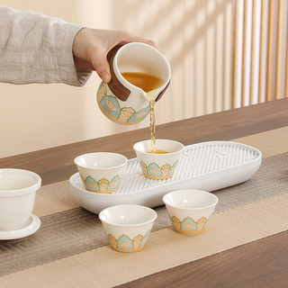旅行茶具套装户外便携式露营喝茶装备陶瓷快客杯办公室功夫泡茶壶