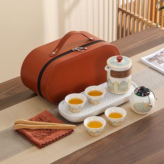 旅行茶具套装户外便携式露营喝茶装备陶瓷快客杯办公室功夫泡茶壶