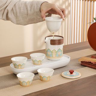 旅行茶具套装户外便携式露营喝茶装备陶瓷快客杯办公室功夫泡茶壶