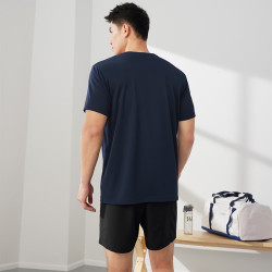 361° 运动套装男士春夏季速干运动跑步训练休闲两件套652524001H-2 深墨蓝/超级黑 L