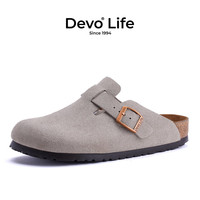 Life的的的沃 Devo Life 的的沃 Devo Life Life 软木拖鞋超纤绒面春舒适包头时尚勃肯鞋女士拖鞋2624包头拖 超纤皮 (建议拍小一码)