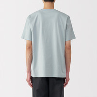 無印良品 MUJI（無印良品 ）男式 天竺织 圆领短袖T恤 男士打底衫男款 25年夏季 浅蓝色 S (165/84A)