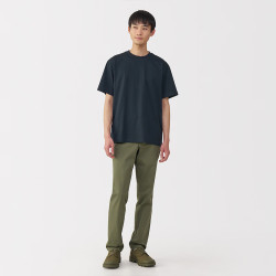 無印良品 MUJI 男式天竺编织圆领短袖T恤男士打底衫男款休闲上衣夏季男装 深藏青色 M (170/92A)