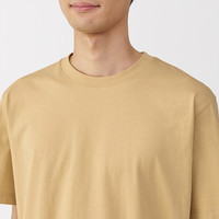 無印良品 MUJI（無印良品 ）男式 天竺织 圆领短袖T恤 男士打底衫男款 25年夏季 烟熏黄色 M (170/92A)