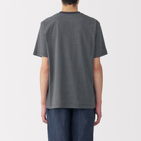 無印良品 MUJI（無印良品 ）男式 天竺织 圆领短袖T恤 男士打底衫男款 25年夏季 深灰色条纹 XL (180/104A)
