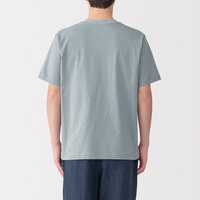 無印良品 MUJI（無印良品 ）男式 天竺织 圆领短袖T恤 男士打底衫男款 25年夏季 浅蓝色条纹 S (165/84A)