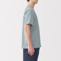 無印良品 MUJI（無印良品 ）男式 天竺织 圆领短袖T恤 男士打底衫男款 25年夏季 浅蓝色条纹 L (175/100A)