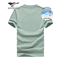 七匹狼短袖T恤男冰爽夏季透气T恤棉简约休闲百搭易打理汗衫打底衫半袖潮男装上衣服饰 209(浅绿) 190/104A(XXXXL)