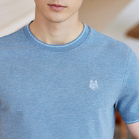 七匹狼短袖T恤男冰爽夏季透气T恤棉简约休闲百搭易打理汗衫打底衫半袖潮男装上衣服饰 112(中蓝) 190/104A(XXXXL)