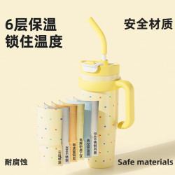 COOKSS 巨无霸水杯大容量女便携冰霸杯吸管水杯子保温杯女生 红色苹果 1000ml