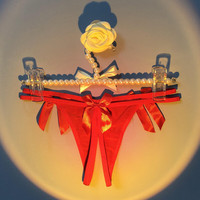 茵恋美性感镂空女士三角裤免脱开裆情趣内裤珍珠按摩美臀丁字裤 5155 【80-125斤穿】