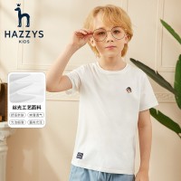 HAZZYS 男女童时尚短袖圆领衫 本白