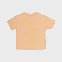 ZARA【100%棉】儿童洋气休闲风拼色字母舒适透气圆领短袖T恤衫