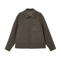 杰克·琼斯(JACK&JONES)男装春秋舒适面料基础百搭胸前按扣贴袋尖领毛呢大衣男224427006 军绿色E04 常规 军绿色E04 L 180