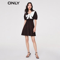 ONLY时尚百搭印花翻领收腰短款连衣裙女|123207055 H13 海利印花黑色底 XL (175) 92A 175/92A/XL