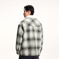 杰克·琼斯（JACK&JONES）男装春秋logo刺绣格纹织花设计宽松翻领毛呢大衣外套224427022 E04军绿色 L 180