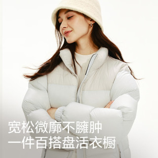 网易严选 三防超蓬零压加厚90白鸭绒鲜绒面包羽绒服保暖无压 烨珊蓝-连帽拼色 L