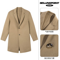 gxg.jeans男装秋冬气质长款毛呢大衣 驼色 L (175)