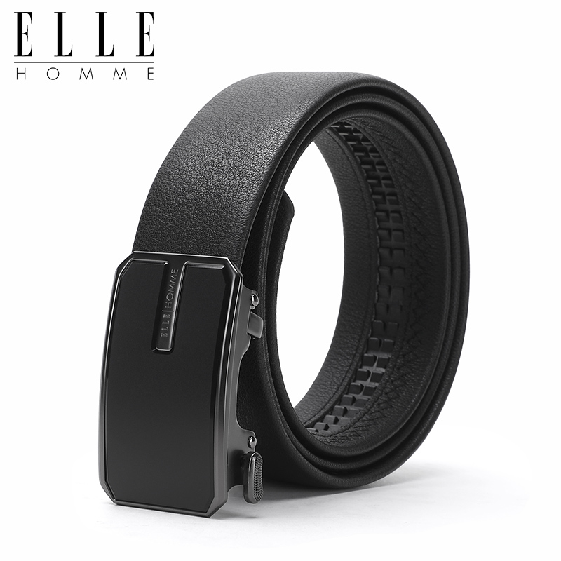 ellehomme皮带真皮男商务休闲自动扣牛皮腰带高档品牌年轻人裤带