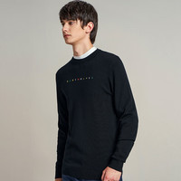 七匹狼毛衣男春季圆领羊毛针织衫男士休闲保暖打底衫套头QA 001(黑色) 165/84A M