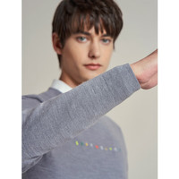 七匹狼毛衣男春季圆领羊毛针织衫男士休闲保暖打底衫套头QA 004(花灰) 170/88A L