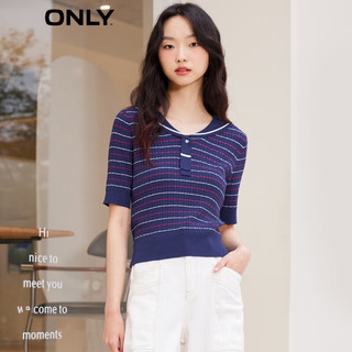 ONLY时尚潮流海军领短款短袖针织衫女|123124013