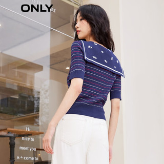 ONLY时尚潮流海军领短款短袖针织衫女|123124013
