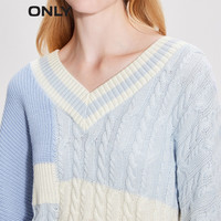ONLY时尚撞色落肩宽松长袖V领针织衫女|123413074 A41 场空蓝色 XS (155) 76A 155/76A/XS