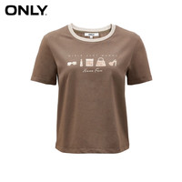 ONLY夏季时尚百搭合体正肩字母圆领短款T恤女|124101018 E05 绳索灰色 S (160) 80A 160/80A/S