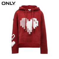 ONLY秋冬时尚宽松落肩长袖短款连帽针织衫女|123413014 F15 梅洛酒红色MERLOT L 170/88A 170/88A/L