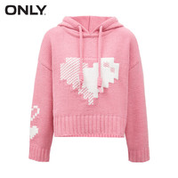 ONLY秋冬时尚宽松落肩长袖短款连帽针织衫女|123413014 E21 乡村粉色CHATEAU ROSE M 165/84A 165/84A/M