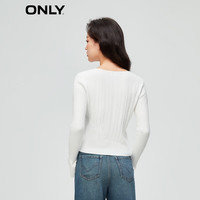 ONLY夏季气质V领收腰喇叭袖修身短款针织衫女|123413006 A06 积雪白色SNOW WHITE XS 155/76A 155/76A/XS