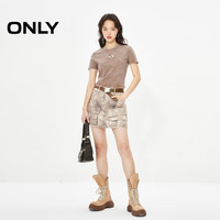 ONLY夏季时尚复古潮流修身短袖圆领短款T恤女|124201034 E13 棕褐色 S 160/80A 160/80A/S